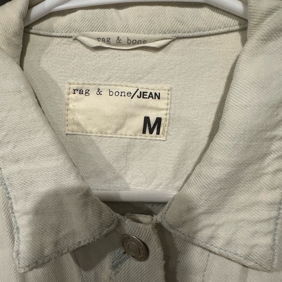 rag & bone Jackets & Blazers - Rag & Bone Off-White Distressed Denim Jacket Size Medium